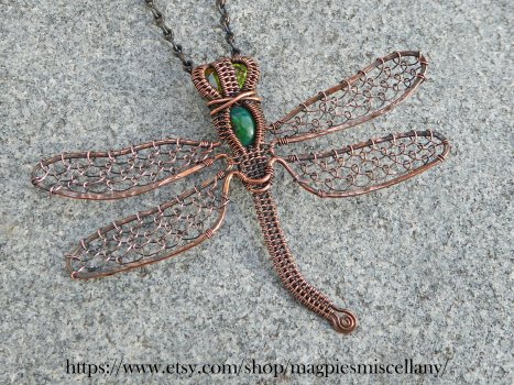 Copper wire woven dragonfly pendant Copper wire woven dragonfly pendant